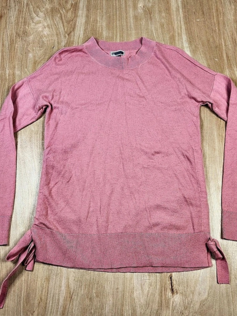 Chelsea 28 Womens Pink Knit Long Sleeve Pullover Crewneck Sweater Cinch Sides S